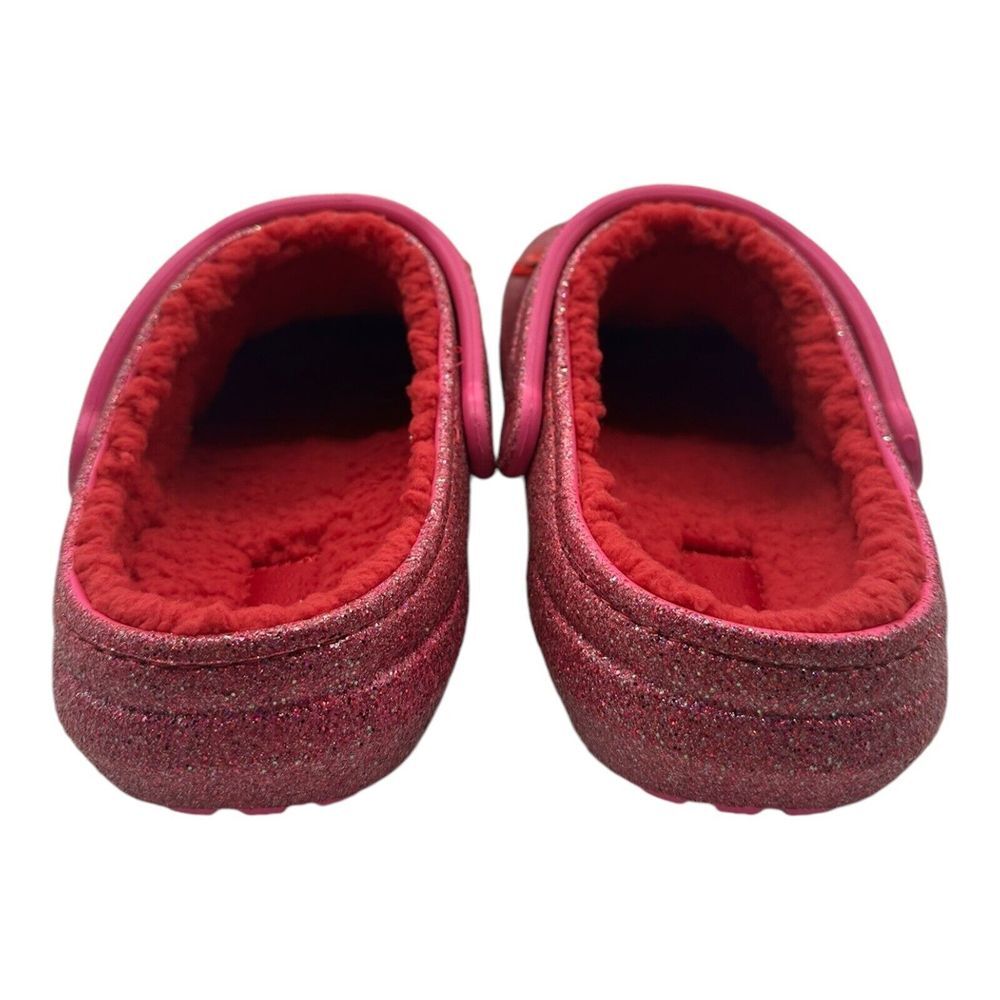 CROCS Classic Lined Pink Glitter Heart Clog Valentine's Day Sequin Womens Size 8 - Picture 8 of 9